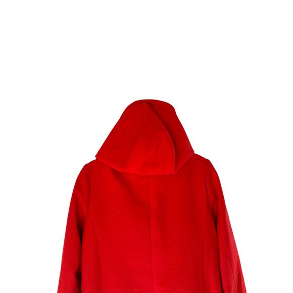 J.Crew Red Fall Winer Outdoor Convertible Wool Toggle Coat Hooded Coat Size 4 - Picture 16 of 16